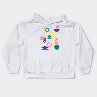 Simple Abstract Whimsy Shapes in Bright Colors Kids Hoodie